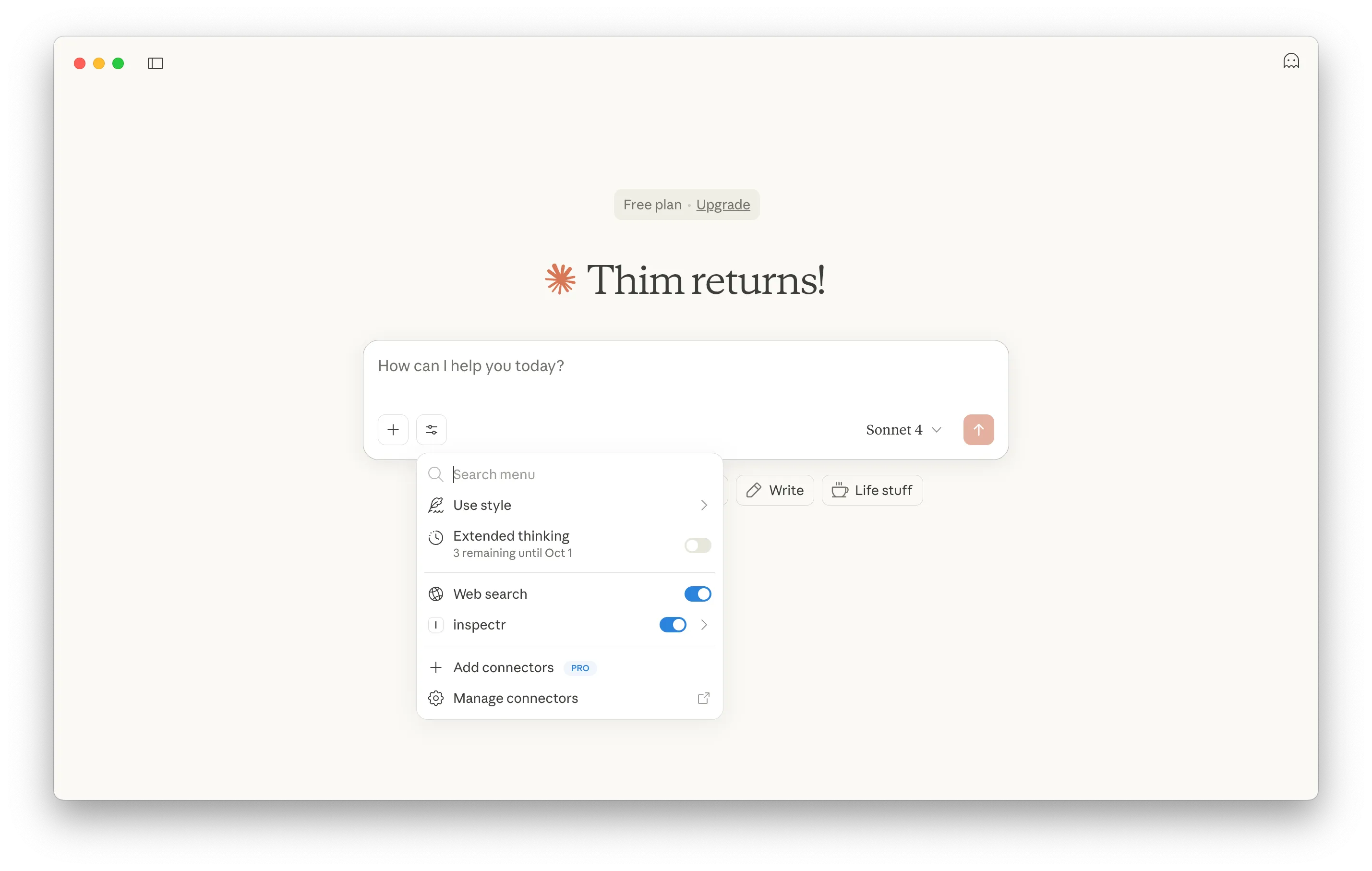 Claude Desktop connectors details