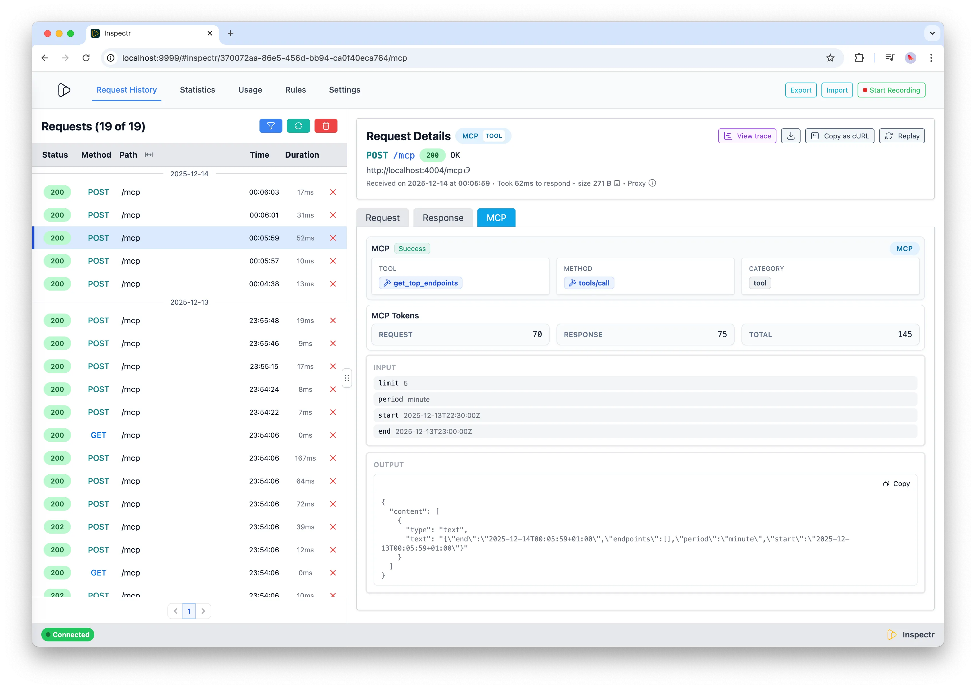 Inspectr request details